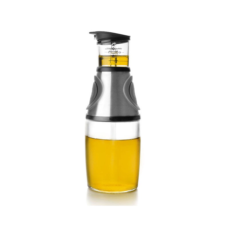 Dispenser-Manometro Olio in Vetro e Acciaio Inox