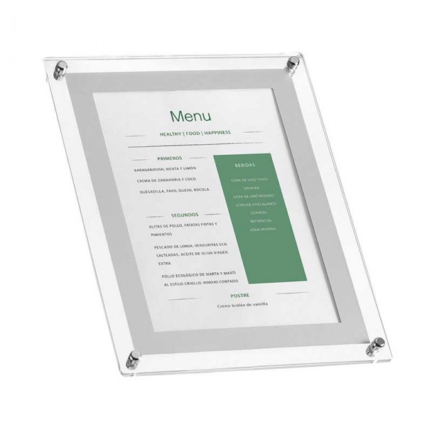Porta menu A4 in Acrilico