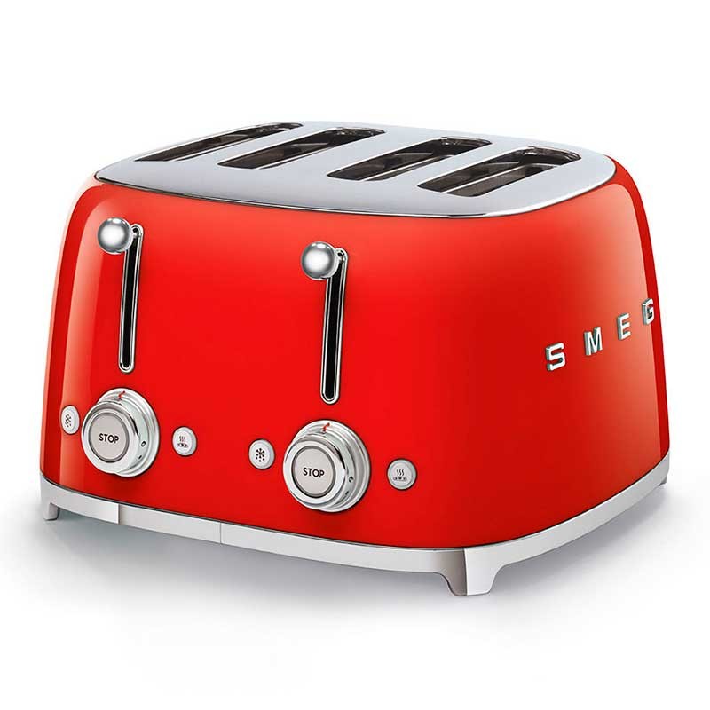 Tostapane rosso 4 slot 4 toast / Smeg 50 stile TSF03RDEU