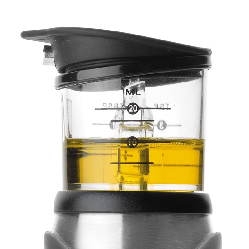 Dispenser-Manometro Olio in Vetro e Acciaio Inox